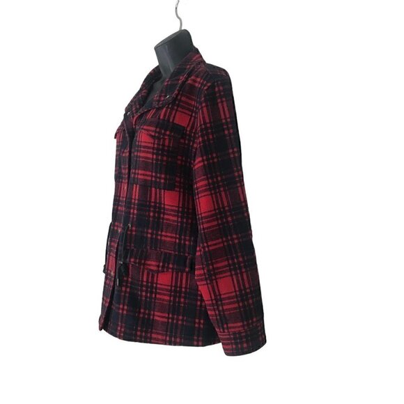 Levi's Black & Red Plaid Wool Blend Snap Buttons Jacket Size L - Picture 4 of 7